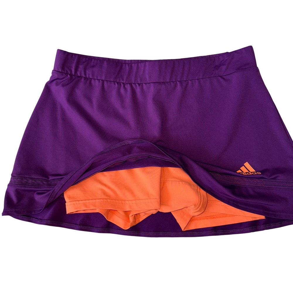 Adidas Womens Tennis Skirt Purple Orange Climalite Built in Shorts Athletic Sz S - Picture 3 of 5